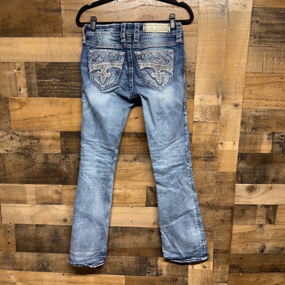 Rock Revival Fenna Bootcut Jeans Women Size 27 Rhinestone Embellished Blue Denim - Picture 9 of 11